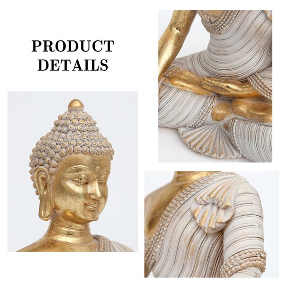 Suoedd Goldene Buddha-Statue, 26,7 cm – großer Indoor-Buddha für Heimdekoration, Zen, Wohnzimmer und Meditation