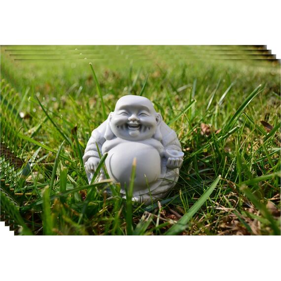 Buddha-Statue, lachender Buddha, 7,6 cm, aus Poly-Marmor, Premium-Qualität, Buddha-Dekor, Grau