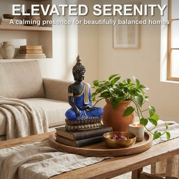 25DOL Buddha Statues for Home. 13" Buddha Statue (The Moment of Enlightenment). Collectibles and Figurines, Meditation Decor, Spiritual Living Room Decor, Yoga Zen Decor, Hindu and East Asian Décor