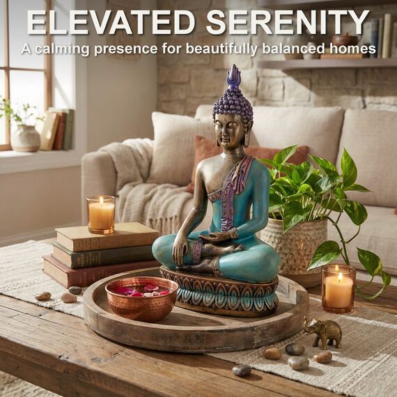 25DOL Buddha-Statuen für Zuhause 31,8 cm Buddha-Statue (Der Moment der Erleuchtung) Sammlerstücke und Figuren, Meditationsdekoration, spirituelle Wohnzimmer-Dekoration, Yoga-Zen-Dekor, hinduistisches