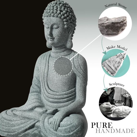 Buddha-Statuen, Buddah-Statute, meditierende Statute, Buda-Statue, Zen-Meditation, Naturstein, handgefertigt für Meditation, Yoga, Fisch, Aquarium, spiritueller Zen-Garten, Feng Shui Chakra Heilung