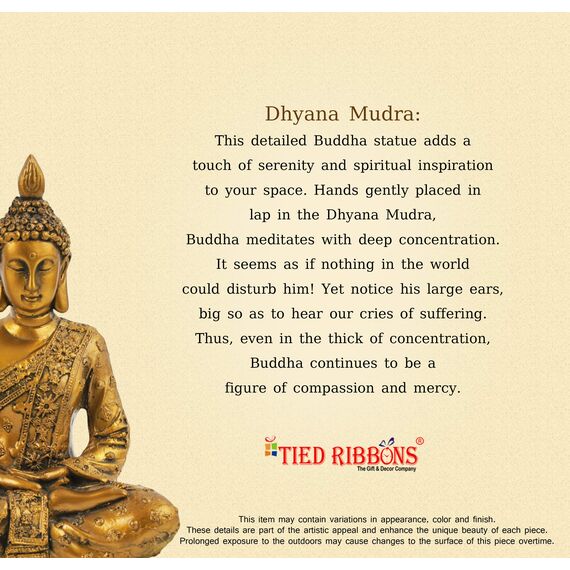 Tied Ribbons Buddha Statue for Home Décor- Buddha Showpiece for Home Decoration Buddha Statue Ornament, Resin Small Zen Buddha Meditating