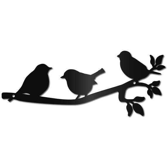 CREATCABIN Metallvögel,Wandkunst,Dekor,Vogelskulptur,Hängende Dekoration,Schild,Rustikales Schwarzes Wanddekor,Vögel Auf Dem AST,Metallornament Für Balkon,Außenbereich,Einweihungsgeschenk,30x12cm