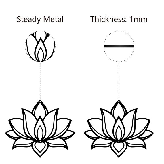 CREATCABIN Lotusblume,Metall-Wandkunst,Eisenblumen-Wanddekoration Aufhängen,Schwarz,Ausgehöhlte Lotus-Silhouette,Ornament,Eisenschild Für Yoga,Studio,Zuhause,Büro,Dekoration,Geschenk,Schwarz,30x25cm