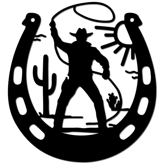 CREATCABIN Hufeisen-Wanddekoration Metall,Western-Cowboy-Wandkunst,Sonnen-Eisen-Wandschilder,Hängende Ornament-Skulptur Für Balkon,Garten,Zuhause,Wohnzimmer,Innendekoration,Mattes Rotguss,20x20cm