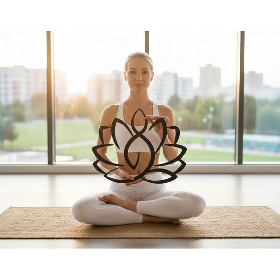 Metall-Wand-Dekor, Lotus-Blumen-Kunst, Home Decor Yoga-Schild, böhmische Kunstwerke (60 x 49 cm)
