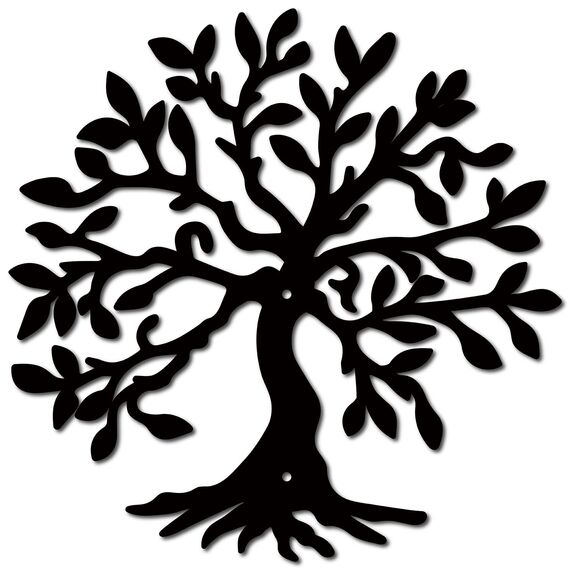 CREATCABIN Baum des Lebens Metall Wanddekoration Rustikales Schild Schwarze Wandskulpturen Dekorative Hängefigur Eisen Für Zuhause Wohnzimmer Küche Badezimmer Schlafzimmer Einzugsbüro 30x30cm