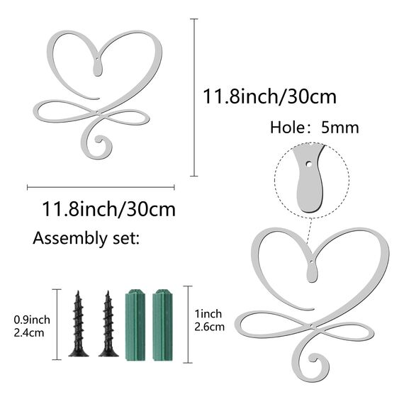CREATCABIN Infinity Herz Metall Wandkunst Wanddekoration Liebe Eisen Wandschilder Hängende Metallornament Skulptur Für Balkon Garten Zuhause Wohnzimmer Dekoration Silber 30cm