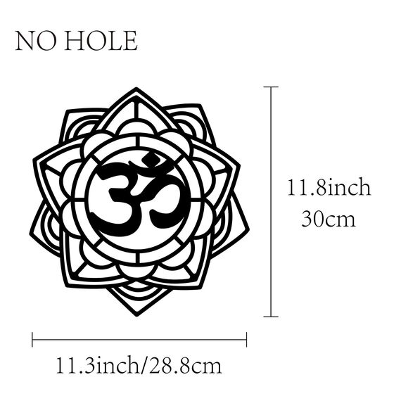 CREATCABIN Om Lotus Wanddekoration Holz,Wandkunst,Blume,Holzschild,Lasergeschnittene Lindenholz-Silhouette,Dekorative Hängeskulptur,Spirituelles Symbol,Malen,Basteln,DIY,Yoga,Studio,30x28.8cm