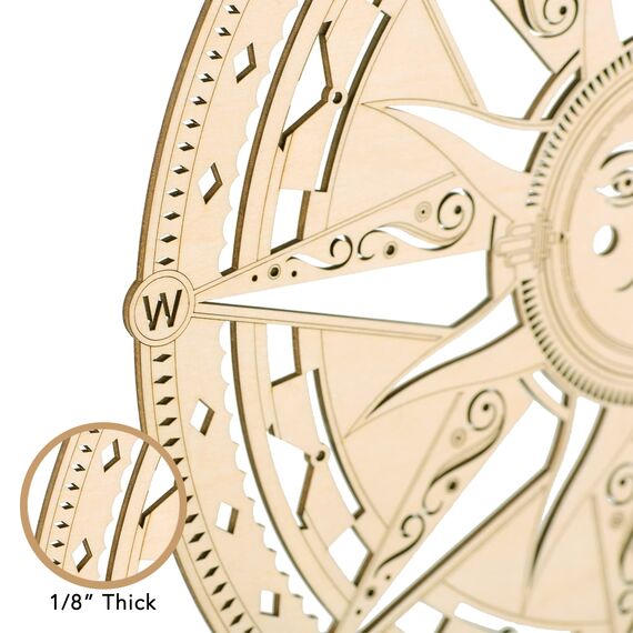 Vierte Ebene 30,5 cm Sonnenkompass Holz Wanddekoration Holzkunst Symbol Ideal für einen antiken, nautischen Look Ihr Zuhause, Wohnzimmer, Schlafzimmer, spirituelle Dekoration Yoga-Raum