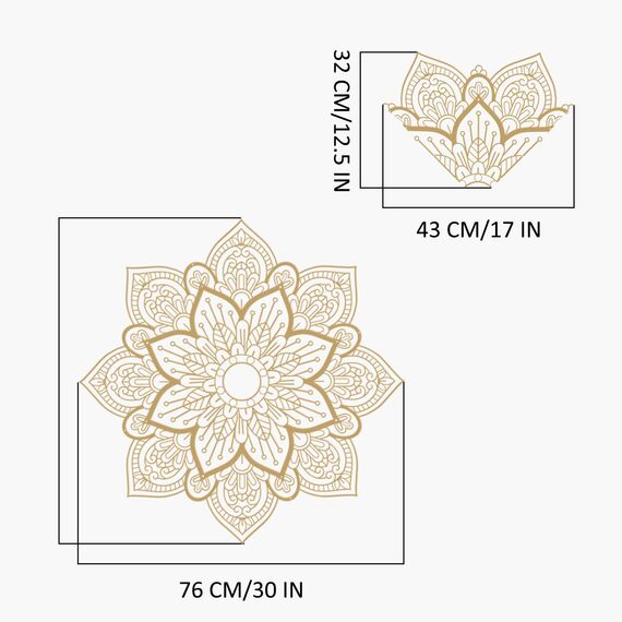 Resama Großes Metall Rundes Mandala Wanddekor, Einzigartige Lotusblume Wanddekoration für Wohnzimmer Schlafzimmer Badezimmer Korridor Haus Zimmer und Büro Dekoration