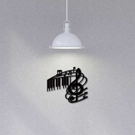 CREATCABIN Metall-Wandkunst,Musiknoten-Dekoration,Musiknoten-Wandbehang,Plaketten,Ornament,Eisen-Wandkunst,Skulptur-Schild Für Drinnen Zuhause,Wohnzimmer,Balkon,Garten,Büro,Dekoration,Geschenk,29x13cm
