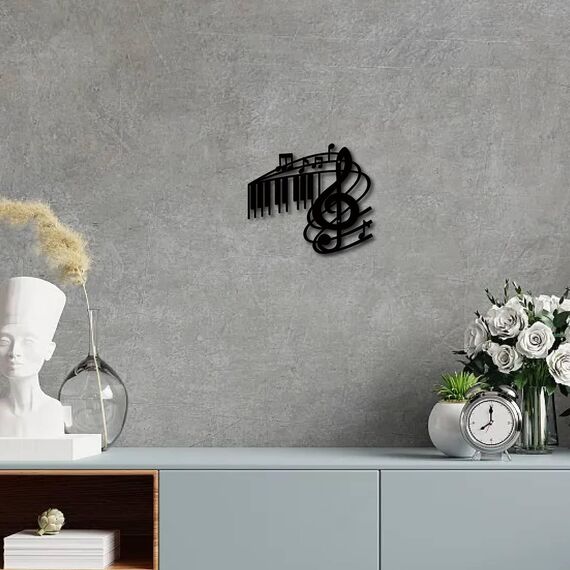 CREATCABIN Metall-Wandkunst,Musiknoten-Dekoration,Musiknoten-Wandbehang,Plaketten,Ornament,Eisen-Wandkunst,Skulptur-Schild Für Drinnen Zuhause,Wohnzimmer,Balkon,Garten,Büro,Dekoration,Geschenk,29x13cm