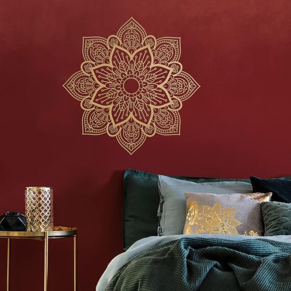 Resama Großes Metall Rundes Mandala Wanddekor, Einzigartige Lotusblume Wanddekoration für Wohnzimmer Schlafzimmer Badezimmer Korridor Haus Zimmer und Büro Dekoration