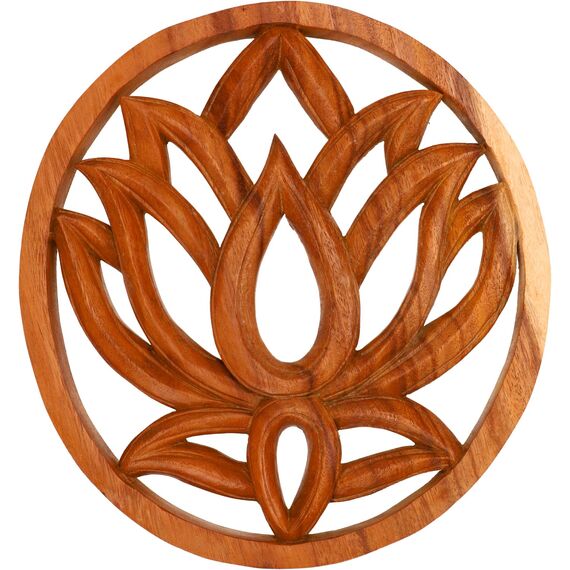 GURU SHOP Geschnitztes Wandbild Deko Wandrelief, Untersetzer - Lotus 30 cm