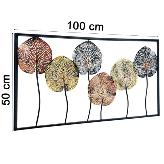 uyoyous Wandbilder metall Lotus Blätter 3D Wanddekoration Hintergrund Wanddeko Metall Blätter Dekoration Wandbehang für Wohnzimmer Schlafzimmer 100 x 50 cm