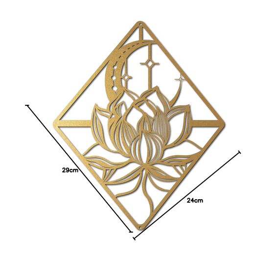 CREATCABIN Lotus-Wandkunst Metall Mondblume Schwarze Ornamente Wanddekoration Schilder Zum Aufhängen Skulptur Für Zuhause Schlafzimmer Küche Garten Einweihungsgeschenk Weihnachtsdekoration 29x24cm