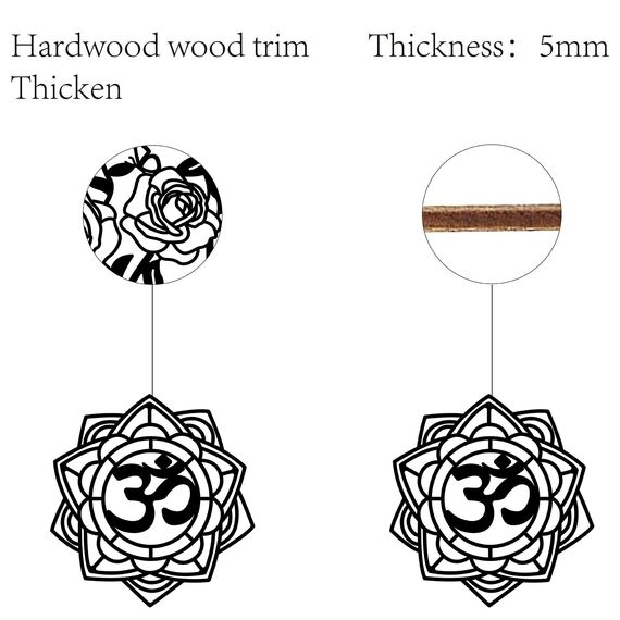 CREATCABIN Om Lotus Wanddekoration Holz,Wandkunst,Blume,Holzschild,Lasergeschnittene Lindenholz-Silhouette,Dekorative Hängeskulptur,Spirituelles Symbol,Malen,Basteln,DIY,Yoga,Studio,30x28.8cm