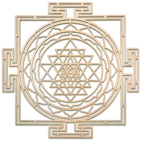 Sri Yantra Labyrinth 30,5 cm Dickes Chakra Holz Wand Kunst Dekor Heilige Geometrie Kunst Geometrie Kunst Tapisserie Poster