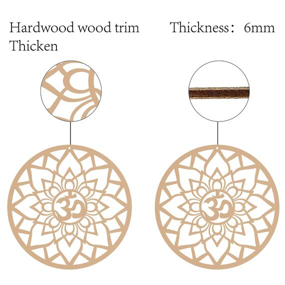 CREATCABIN 12inch Om Lotus Wanddekor Holzwandkunst Kristallgitter Heilige Geometrie Lasergeschnittene Wandskulptur Hängendes Dekor Für Einweihungsparty Home Office Yoga Studio Dekoration