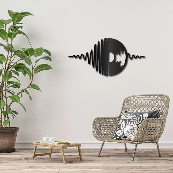CREATCABIN Musikalische Metall-Wanddekoration,Eisen-Wandkunst,Schwarze Note,Hohle Skulptur,Wandkunst,Dekorschild,Hängende Dekoration Für Studio,Innen- Und Außenbereich,Wohnzimmer,Zuhause,Küche,30x15cm