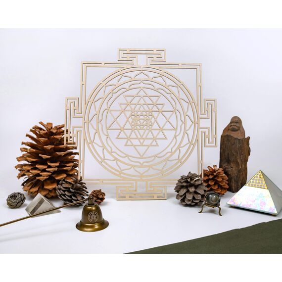Sri Yantra Labyrinth 30,5 cm Dickes Chakra Holz Wand Kunst Dekor Heilige Geometrie Kunst Geometrie Kunst Tapisserie Poster