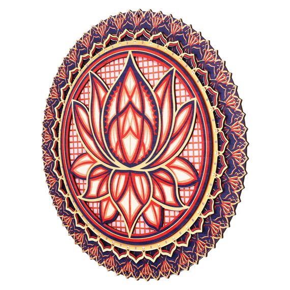 Smallterm Wanddeko Metall Wand Schlafzimmer Lotus Mandala Kunst EIN der Wand Lotus Mandala Metall Wand Behang für Raum Dekoration BöHmische Wand Kunst, 30 x 30 cm