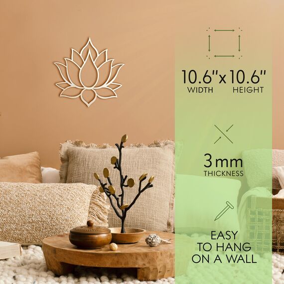 WoodfulArt Holz Wanddekoration Lotus Weiß Mandala - Hängende Holz Wandkunst mit Gravur Design Blume des Lebens Holzdekoration - Heilige Geometrie Wandkunst für Zuhause, Yoga-Studio, Café