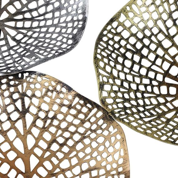uyoyous Wandbilder metall Lotus Blätter 3D Wanddekoration Hintergrund Wanddeko Metall Blätter Dekoration Wandbehang für Wohnzimmer Schlafzimmer 100 x 50 cm