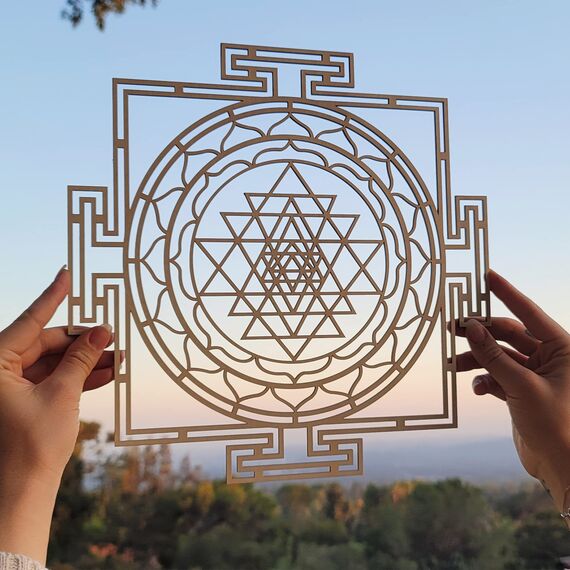 Sri Yantra Labyrinth 30,5 cm Dickes Chakra Holz Wand Kunst Dekor Heilige Geometrie Kunst Geometrie Kunst Tapisserie Poster