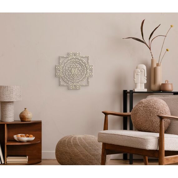 Sri Yantra Labyrinth 30,5 cm Dickes Chakra Holz Wand Kunst Dekor Heilige Geometrie Kunst Geometrie Kunst Tapisserie Poster