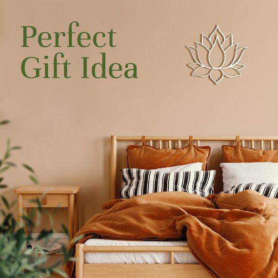 WoodfulArt Holz Wanddekoration Lotus Weiß Mandala - Hängende Holz Wandkunst mit Gravur Design Blume des Lebens Holzdekoration - Heilige Geometrie Wandkunst für Zuhause, Yoga-Studio, Café