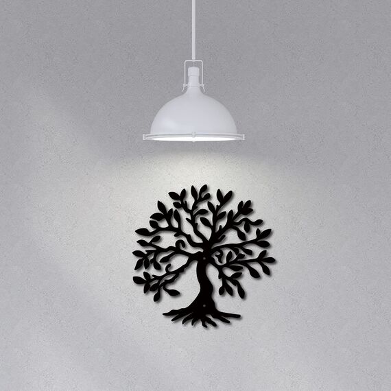 CREATCABIN Baum des Lebens Metall Wanddekoration Rustikales Schild Schwarze Wandskulpturen Dekorative Hängefigur Eisen Für Zuhause Wohnzimmer Küche Badezimmer Schlafzimmer Einzugsbüro 30x30cm