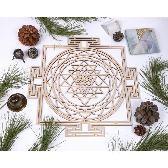 Sri Yantra Labyrinth 30,5 cm Dickes Chakra Holz Wand Kunst Dekor Heilige Geometrie Kunst Geometrie Kunst Tapisserie Poster