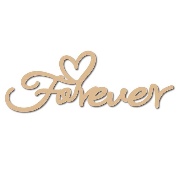 CREATCABIN Forever Holzbuchstaben Ausgeschnittene Schilder Herz Lasergeschnittenes Holzschild Kunstwörter Lindenholz Dekor Unvollendet Aufhängen Für Kranz Leere Tür Schlafzimmer Malerei DIY 30x10.9cm