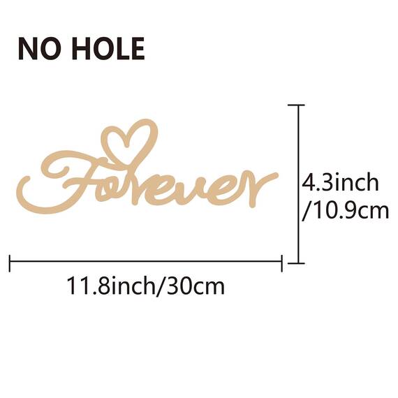 CREATCABIN Forever Holzbuchstaben Ausgeschnittene Schilder Herz Lasergeschnittenes Holzschild Kunstwörter Lindenholz Dekor Unvollendet Aufhängen Für Kranz Leere Tür Schlafzimmer Malerei DIY 30x10.9cm