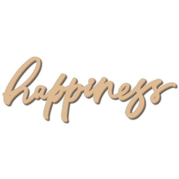 CREATCABIN Happiness Holzhandwerk,Wortausschnitt,Holzschild,Laser-Holzschild,Ornamente,Kunst,Hängendes Wortschild,Rustikale Wanddekoration,Unvollendete Ausschnitte,Holzdekoration Für Zuhause,30x11.2cm