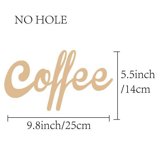 CREATCABIN Laser Cut Holzschild Wandkunst Kaffee Brief Zeichen Dekorative Wandskulptur Hängende Dekor Unvollendet Für Einweihungstür Wand Raumdekoration 25 x 14 x 0.6cm