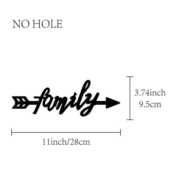 CREATCABIN Pfeil-Familien-Schild Holz Wanddekoration Kunstausschnitt Buchstabe Wort Laserschnitt Unvollendet Accessoire Rustikal Für Wohnzimmer Haustür Bauernhaus Veranda Dekoration 28x9.5cm Schwarz