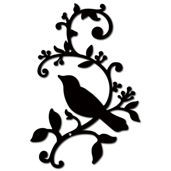 CREATCABIN Metall-Vogel-Wanddekoration Vögel Auf Dem AST Kunst Eisen-Wandschilder Aufhängen Metallornament Skulptur Blätter Für Balkon Garten Zuhause Wohnzimmer Innenbereich Geschenke Schwarz 30x20cm