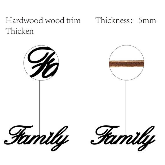CREATCABIN Holz-Familienschild Wanddekoration Kunstausschnitt Buchstabe Laserschnitt Unvollendet Dekoratives Zubehör Modern Für Wohnzimmer Haustür Bauernhaus Veranda Schlafzimmer Dekoration 30x12cm