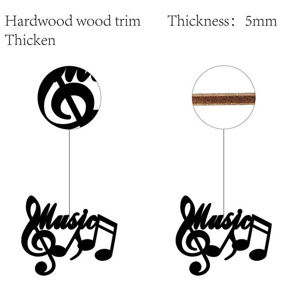CREATCABIN Musiknote Aus Holz,Wandkunst,Dekor,Holzschild,Lasergeschnittene Lindenholz-Silhouette,Dekorative Hängeskulptur Für Musikstudio,Kaffeebar,Zuhause,Wand,Tür,Geschenk,Schwarz,30x25cm