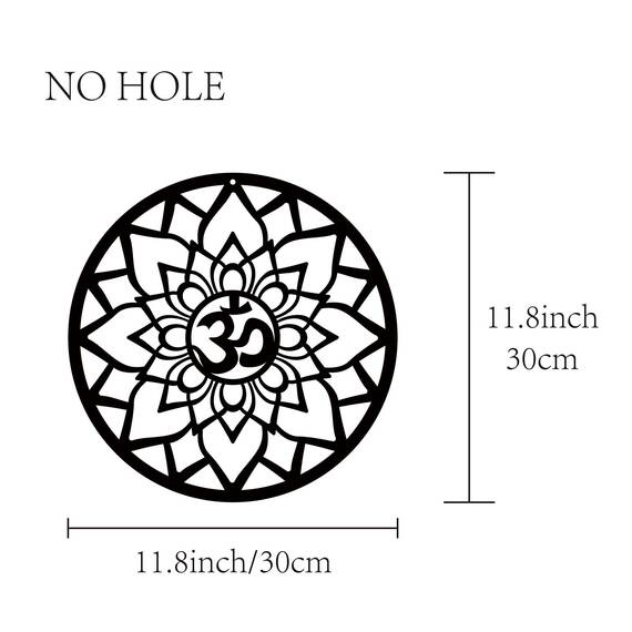 CREATCABIN Om Aum Lotus Holz-Wanddekoration Lasergeschnittenes Holzschild Kunst Kristallgitter Heilige Spirituelles Symbol Rund Linde Dekorativ Aufhängen Für Tür Yoga Studio Zuhause Schwarz 30x30cm
