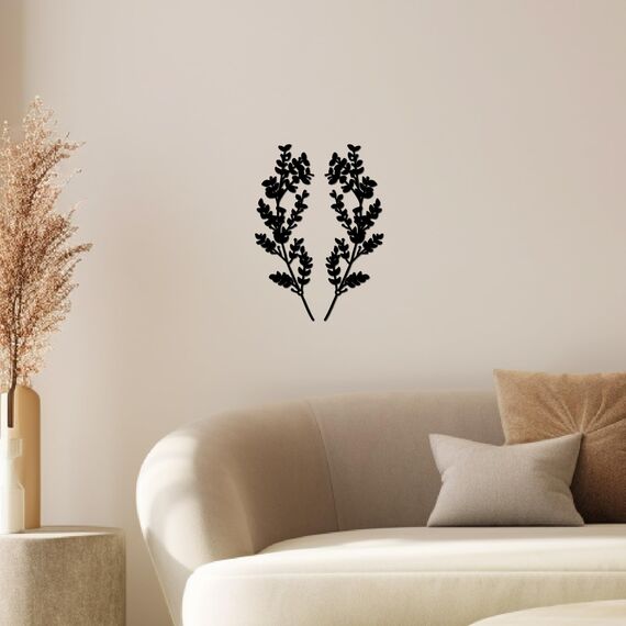 CREATCABIN Metallbaumblatt-Wanddekoration,Ranke,Olivenzweig,Blattwandkunst,Dekor,Doppelte Schwarze Schmiedeeisen-Schnörkelskulptur,Blatt-Hängedekoration,Rustikales Wandschild Für Wohnzimmer,30x10cm