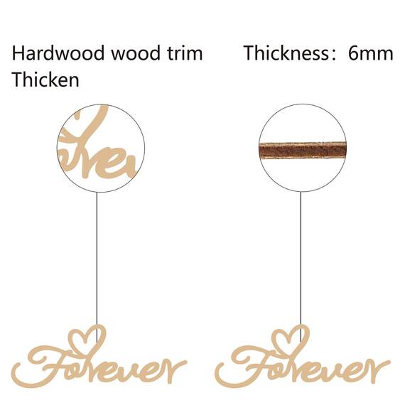 CREATCABIN Forever Holzbuchstaben Ausgeschnittene Schilder Herz Lasergeschnittenes Holzschild Kunstwörter Lindenholz Dekor Unvollendet Aufhängen Für Kranz Leere Tür Schlafzimmer Malerei DIY 30x10.9cm