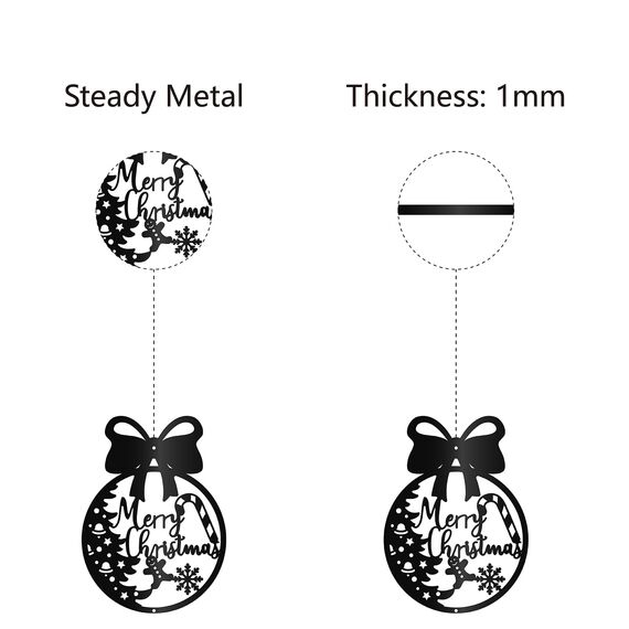 CREATCABIN Frohe Weihnachten,Metall-Wandkunst,Dekor,Eisen-Wandkunst,Schwarzer Weihnachtsbaum,Hohle Skulptur,Aufhängen,Einzeiliges Wandschild,Dekoration Für DrinnenDraußen,30x22cm