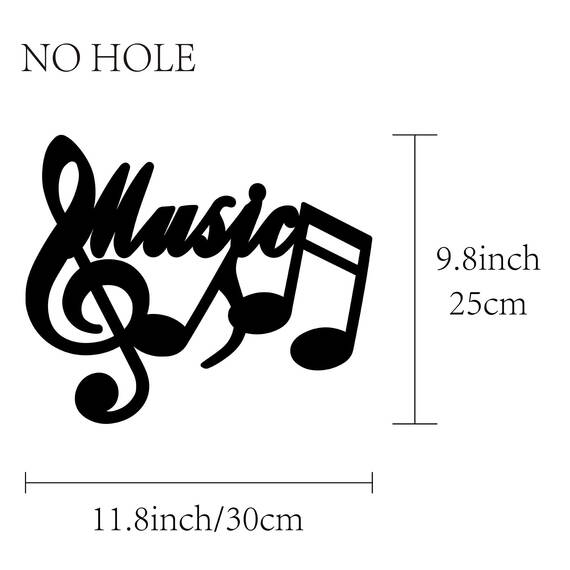 CREATCABIN Musiknote Aus Holz,Wandkunst,Dekor,Holzschild,Lasergeschnittene Lindenholz-Silhouette,Dekorative Hängeskulptur Für Musikstudio,Kaffeebar,Zuhause,Wand,Tür,Geschenk,Schwarz,30x25cm