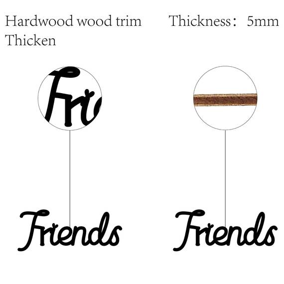 CREATCABIN Friends Wooden Wall Art Decor Wood Sign Laser Cut Lindwood Silhouette Decorative Hanging Sculpture for Yoga Studio Living Room Bedroom Shop Coffee Home Wall Door Gift Black 11.81x4.72Inch