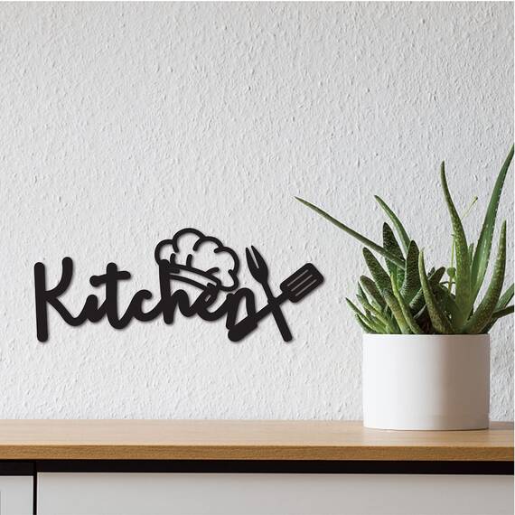 CREATCABIN Küchen-Holzschild Wanddekoration Rustikaler Buchstabe Ausgeschnitten Wörter Kunst Lasergeschnitten Unvollendet Aufhängen Dekorativ Für Zuhause Küche Esszimmer Dekoration 11.81 x 4.72 Zoll