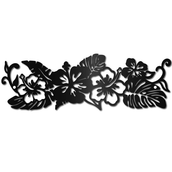 CREATCABIN Monstera Metall-Wandkunst-Dekor,Tropische Blumen,Schwarze Wandschilder,Eisen-Hänge-Metallornament,Wandskulptur,Geschenk Für Zuhause,Büro,Garten,Wohnzimmer,Dekoration,Weihnachten,30x10cm